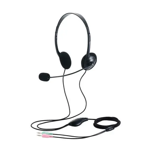 両耳小型有線オーバーヘッドセット φ3.5mm3極ミニプラグ×2 HP14S