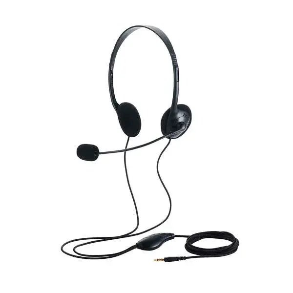両耳小型有線オーバーヘッドセット φ3.5mm4極ミニプラグ HP14ST