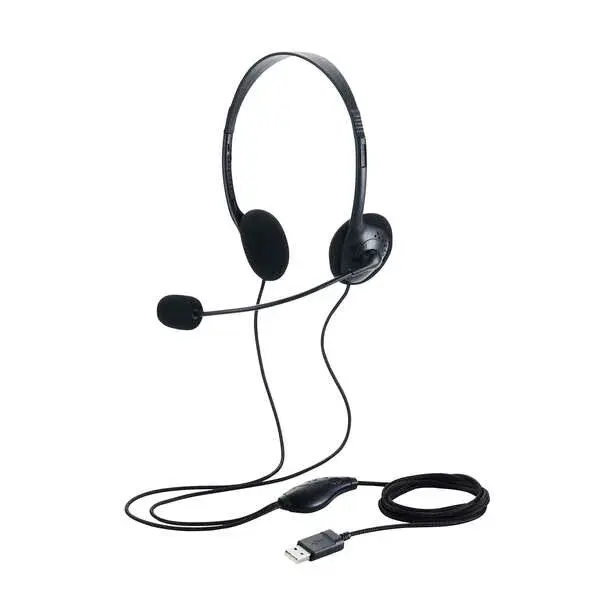 両耳小型有線オーバーヘッドセット USB-Aプラグ HP14SU