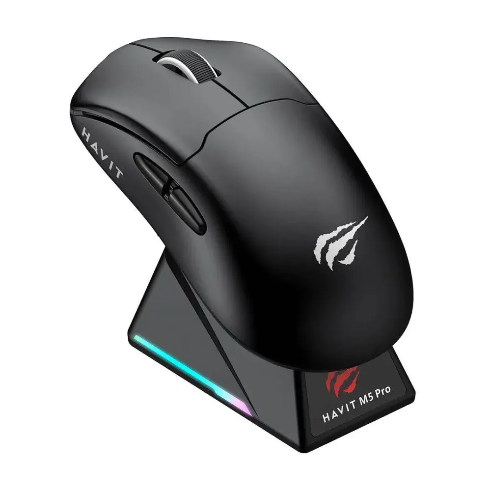 M5 Pro Super Light Tri-Mode Gaming Mouse with RGB Charging Dock