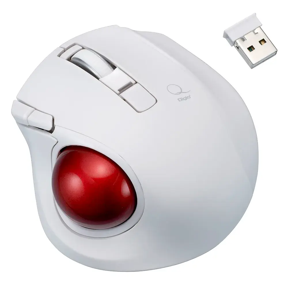 ナカバヤシ Digio2 Qシリーズ 小型無線静音5ボタンレーザー式親指トラックボール MUS-TRLF224
