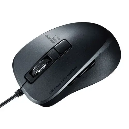 サンワサプライ 静音有線ブルーLEDマウス（5ボタン） MA-BL156
