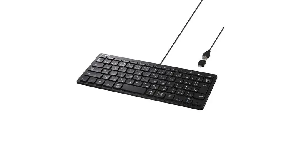 BUFFALO USB接続 有線コンパクトキーボード Type-C変換アダプター付き BSKBUC310